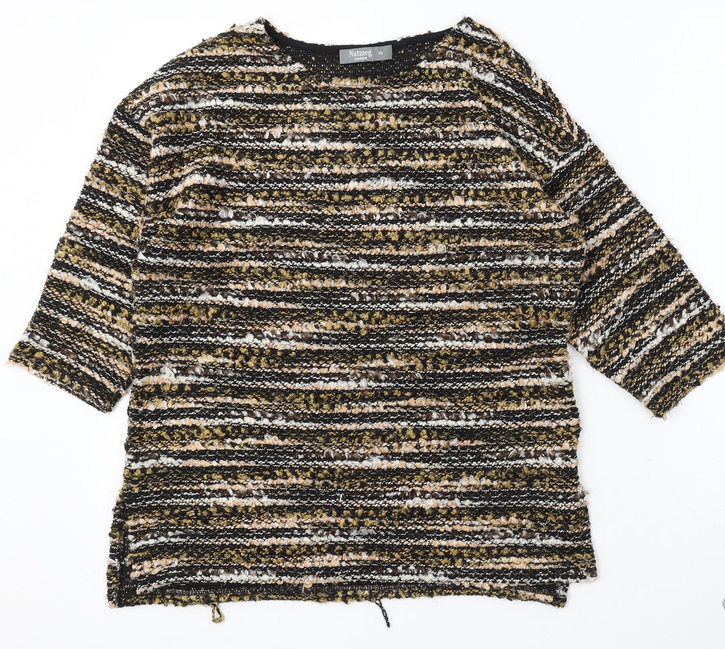 Nutmeg Womens Multicoloured Round Neck Striped Polyester Pullover Jumper Size 10