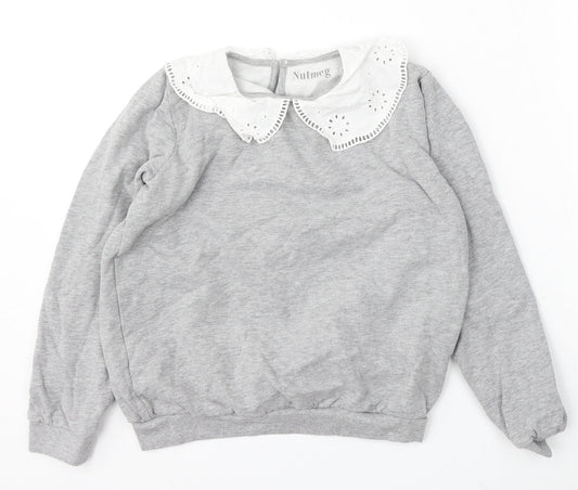 Nutmeg Girls Grey Cotton Pullover Sweatshirt Size 13-14 Years