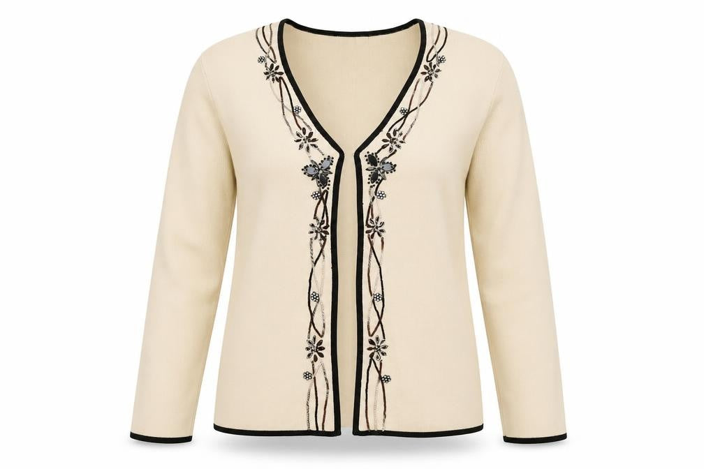 Avant Garde Womens Beige V-Neck Viscose Cardigan Jumper Size M
