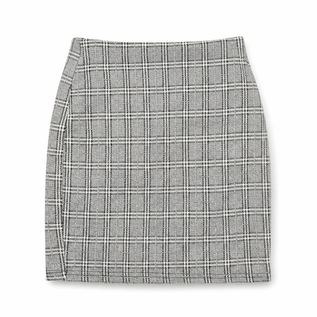 New Look Womens Grey Plaid Cotton A-Line Skirt Size 6