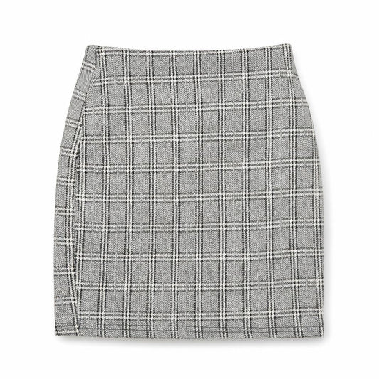 New Look Womens Grey Plaid Cotton A-Line Skirt Size 6