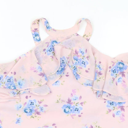 Preloved Preworn Womens Multicoloured Floral Polyester Basic Blouse Size S Mock Neck - Detail