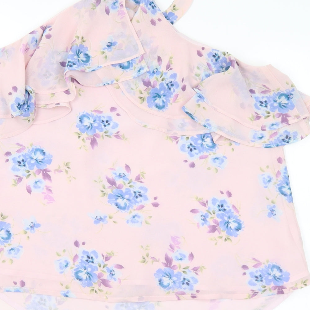 Preworn Womens Multicoloured Floral Polyester Basic Blouse Size S Mock Neck