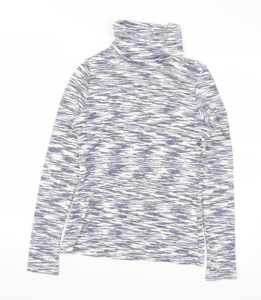 River Island Womens Blue Roll Neck Geometric Acrylic Pullover Jumper Size 8