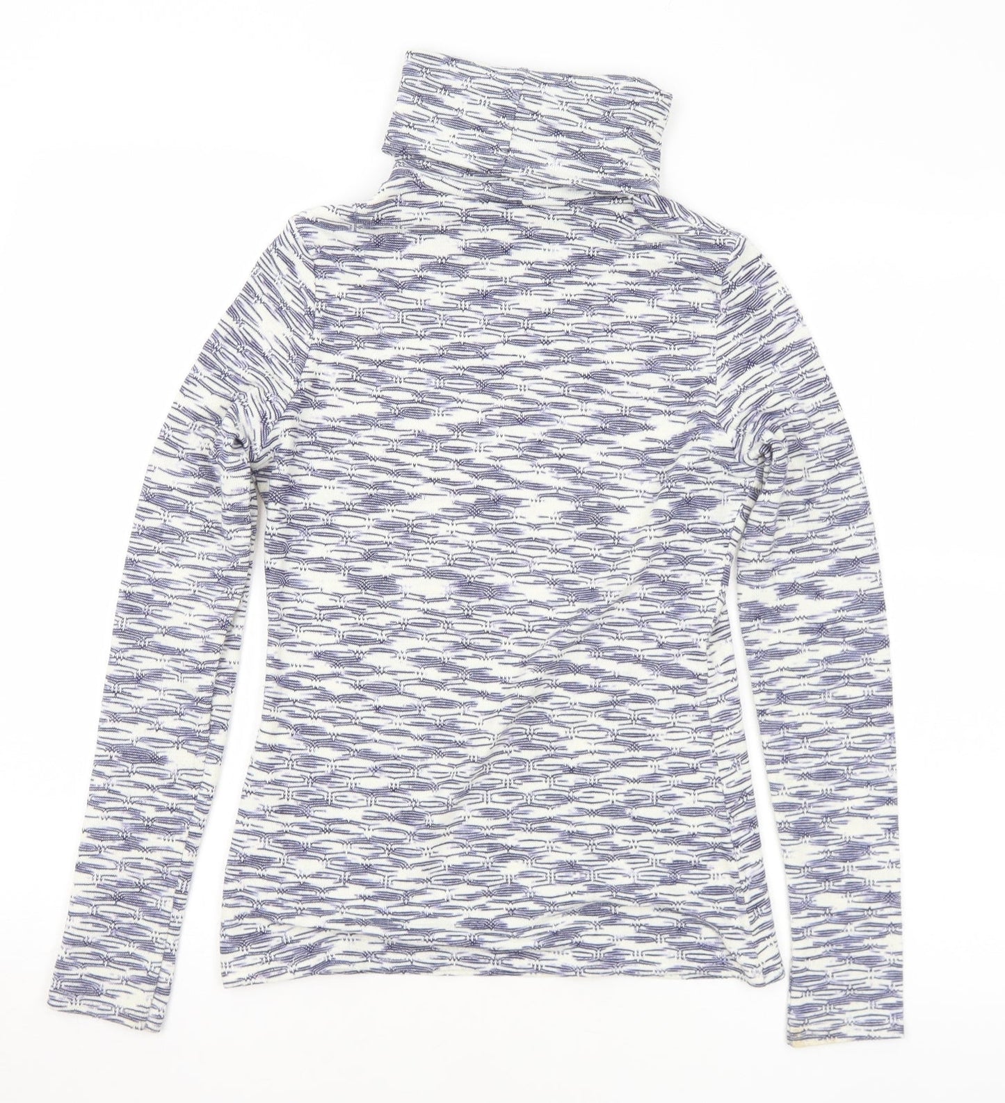 River Island Womens Blue Roll Neck Geometric Acrylic Pullover Jumper Size 8