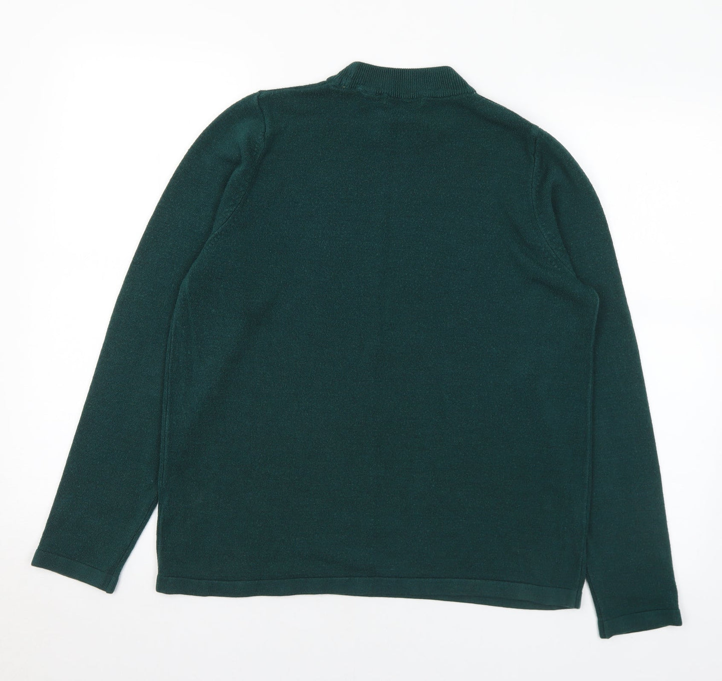 Classic Womens Green Mock Neck Acrylic Pullover Jumper Size 14