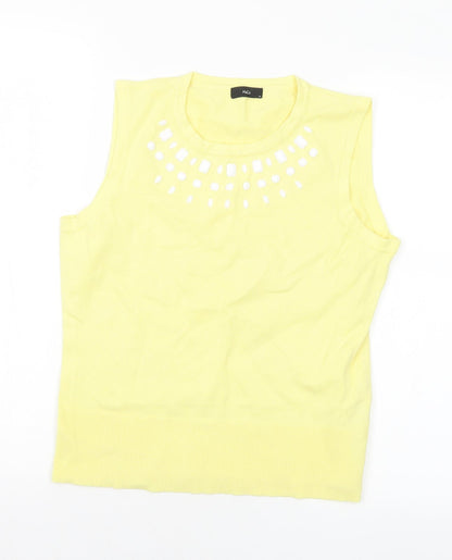 Preloved M&Co Womens Yellow Round Neck Viscose Pullover Jumper Size 14 - Front