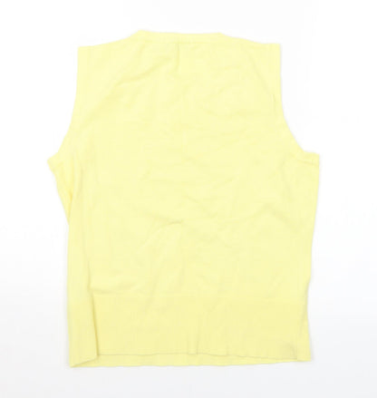 Preloved M&Co Womens Yellow Round Neck Viscose Pullover Jumper Size 14 - Back