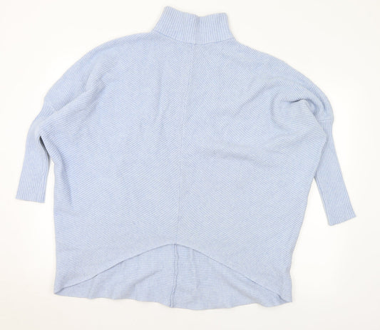 Preworn Womens Blue Mock Neck Viscose Pullover Jumper Size L