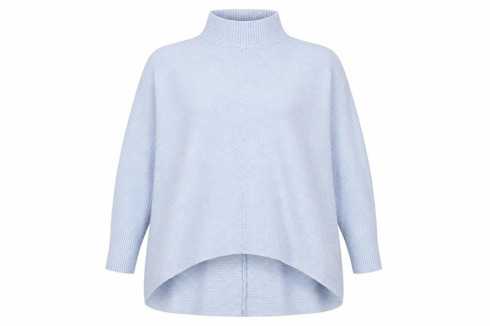 Preworn Womens Blue Mock Neck Viscose Pullover Jumper Size L