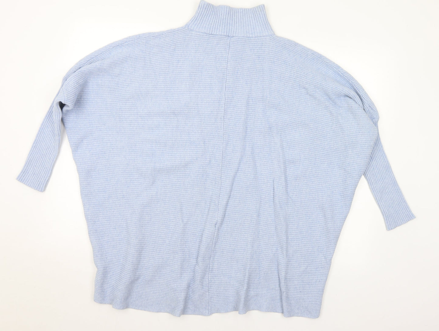 Preworn Womens Blue Mock Neck Viscose Pullover Jumper Size L