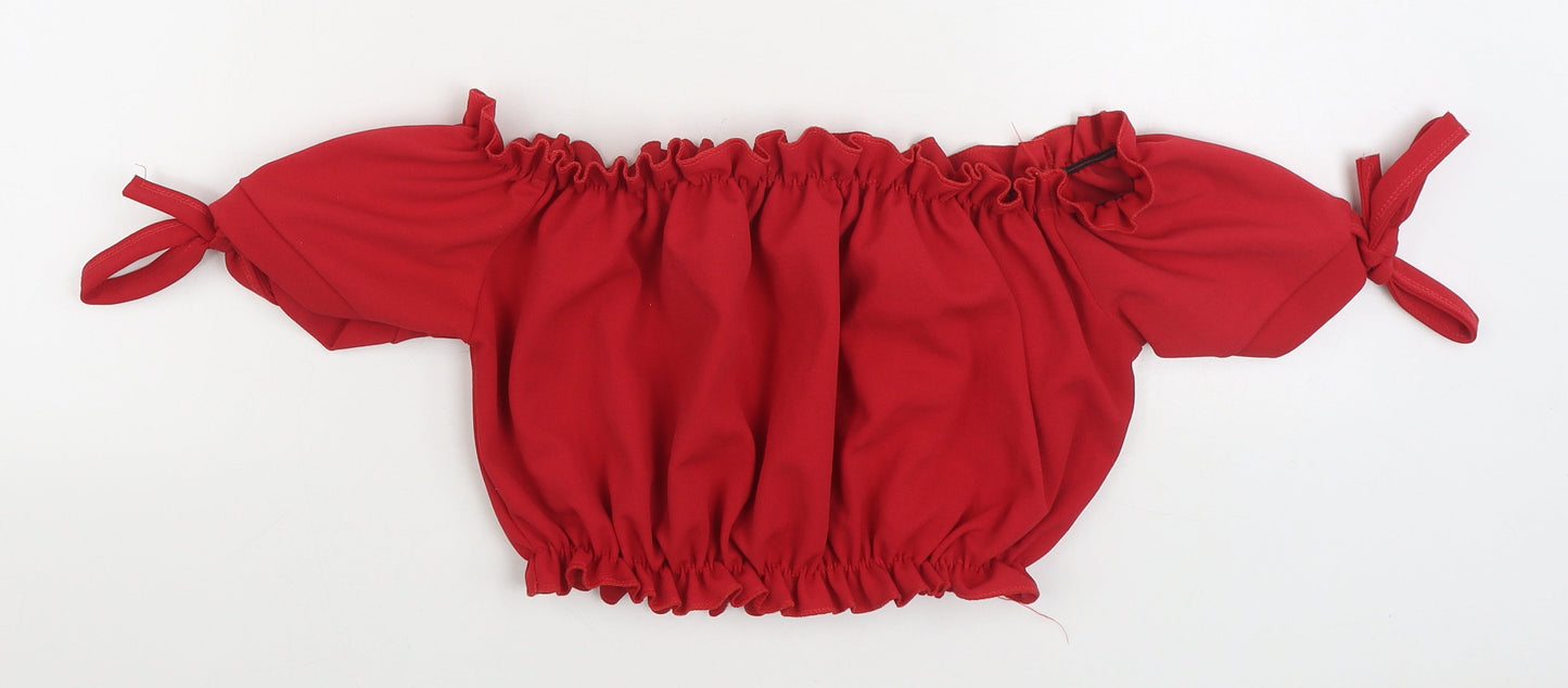 Cameo Rose Womens Red Polyester Basic Blouse Size 12 Off the Shoulder