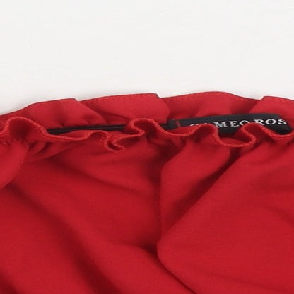 Preloved Cameo Rose Womens Red Polyester Basic Blouse Size 12 Off the Shoulder - Detail
