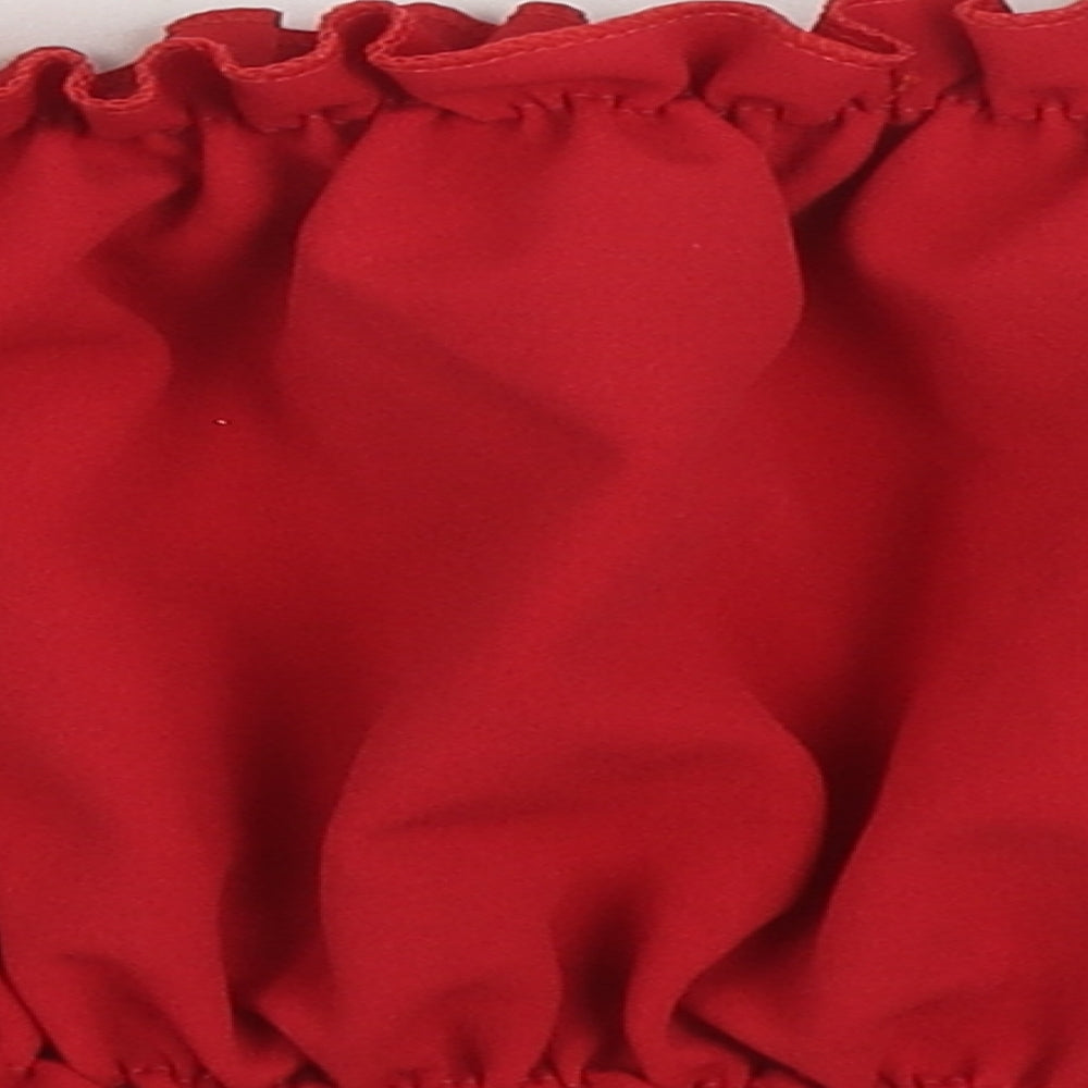 Cameo Rose Womens Red Polyester Basic Blouse Size 12 Off the Shoulder