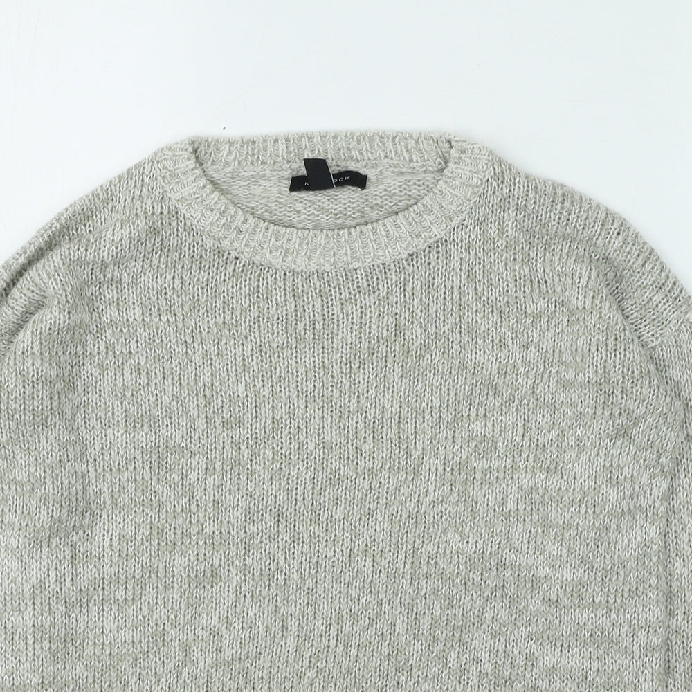 New Look Womens Grey Round Neck Acrylic Pullover Jumper Size S