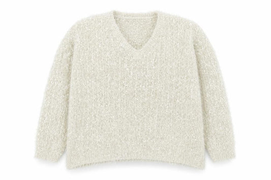 Tu Womens Ivory V-Neck Polyester Pullover Jumper Size 12
