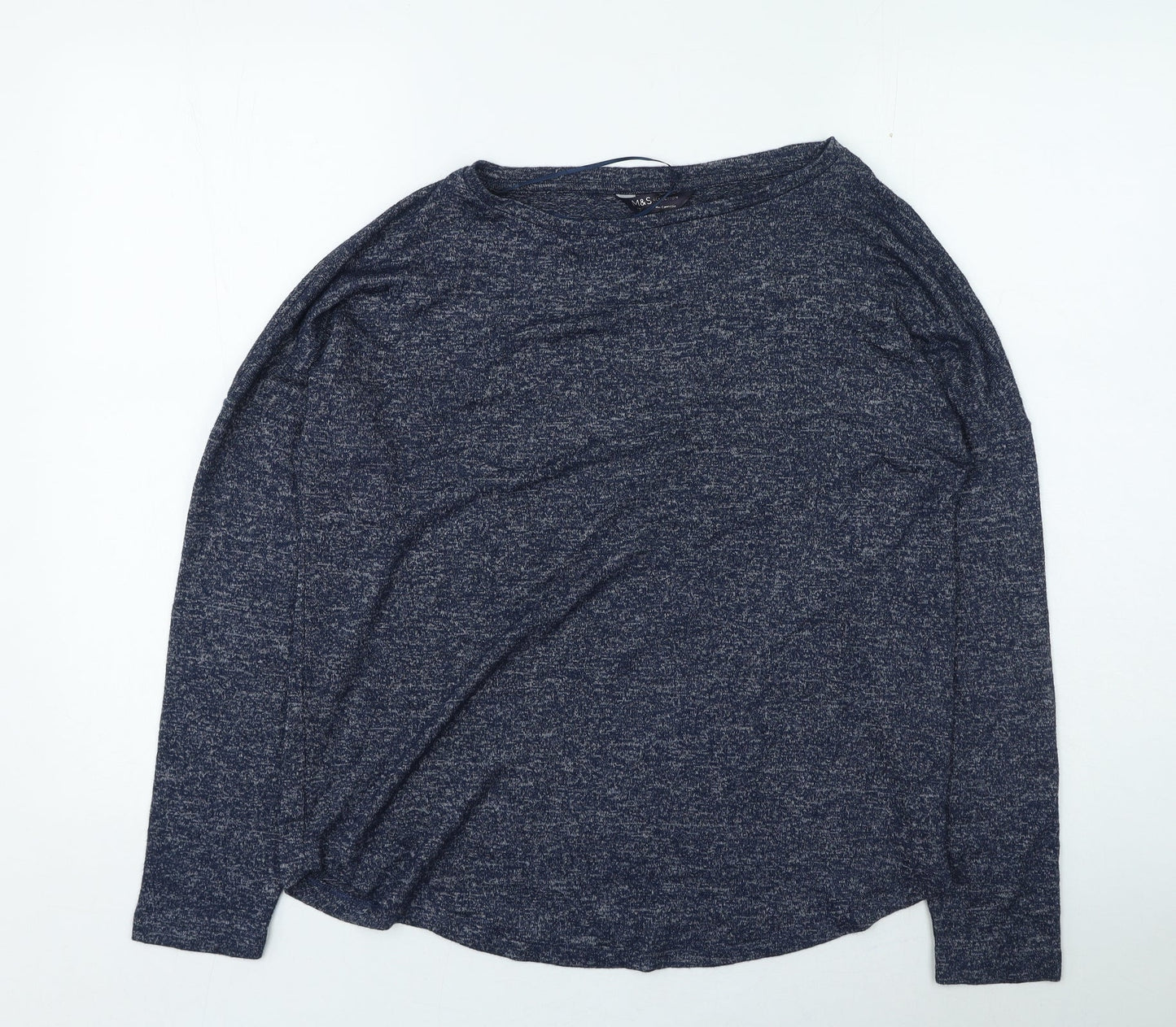 Marks and Spencer Womens Blue Round Neck Viscose Pullover Jumper Size 10