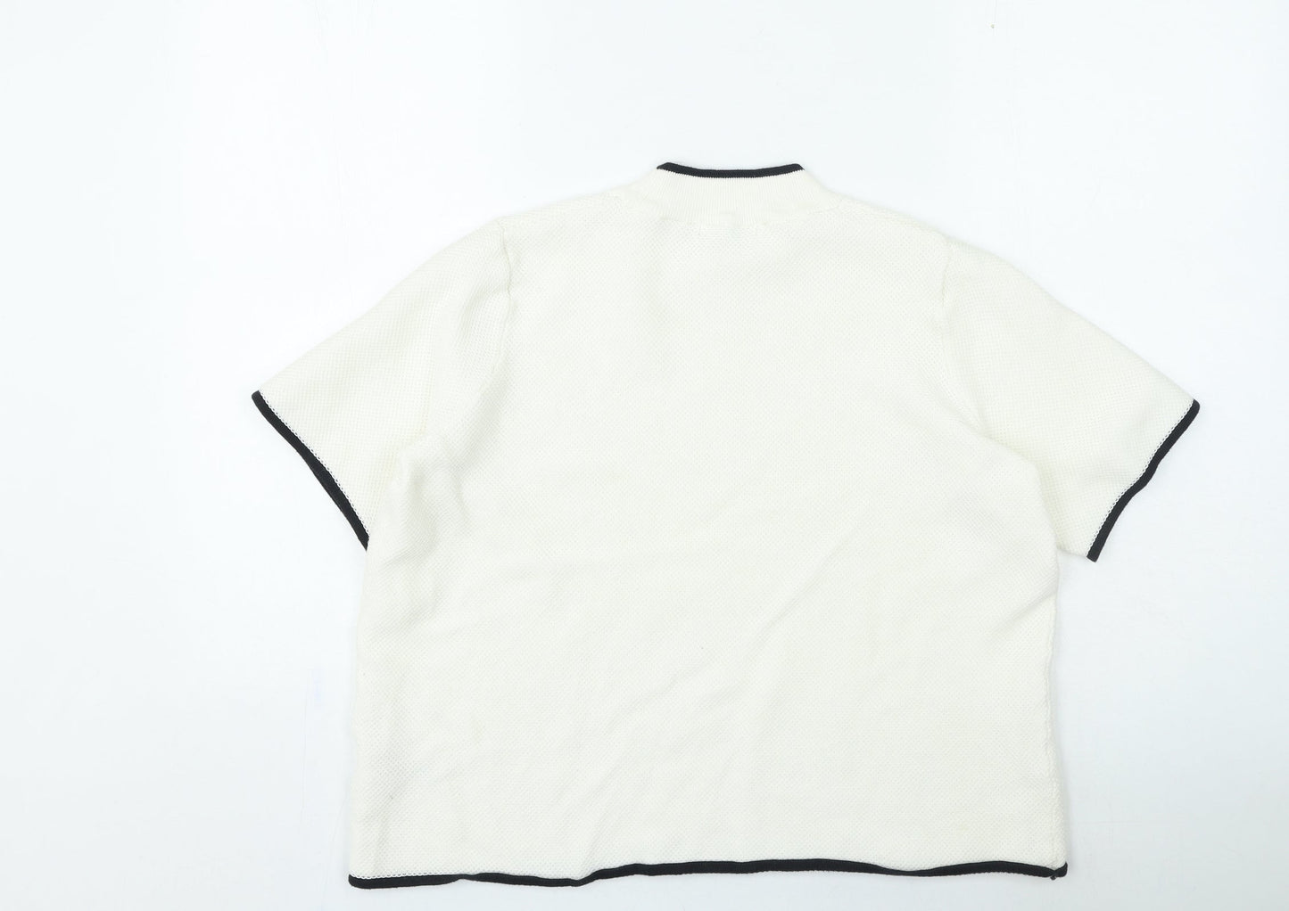 Marks and Spencer Womens Ivory High Neck Cotton Pullover Jumper Size 16