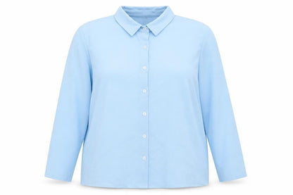 Boohoo Womens Blue Polyester Basic Button-Up Size 16 Collared
