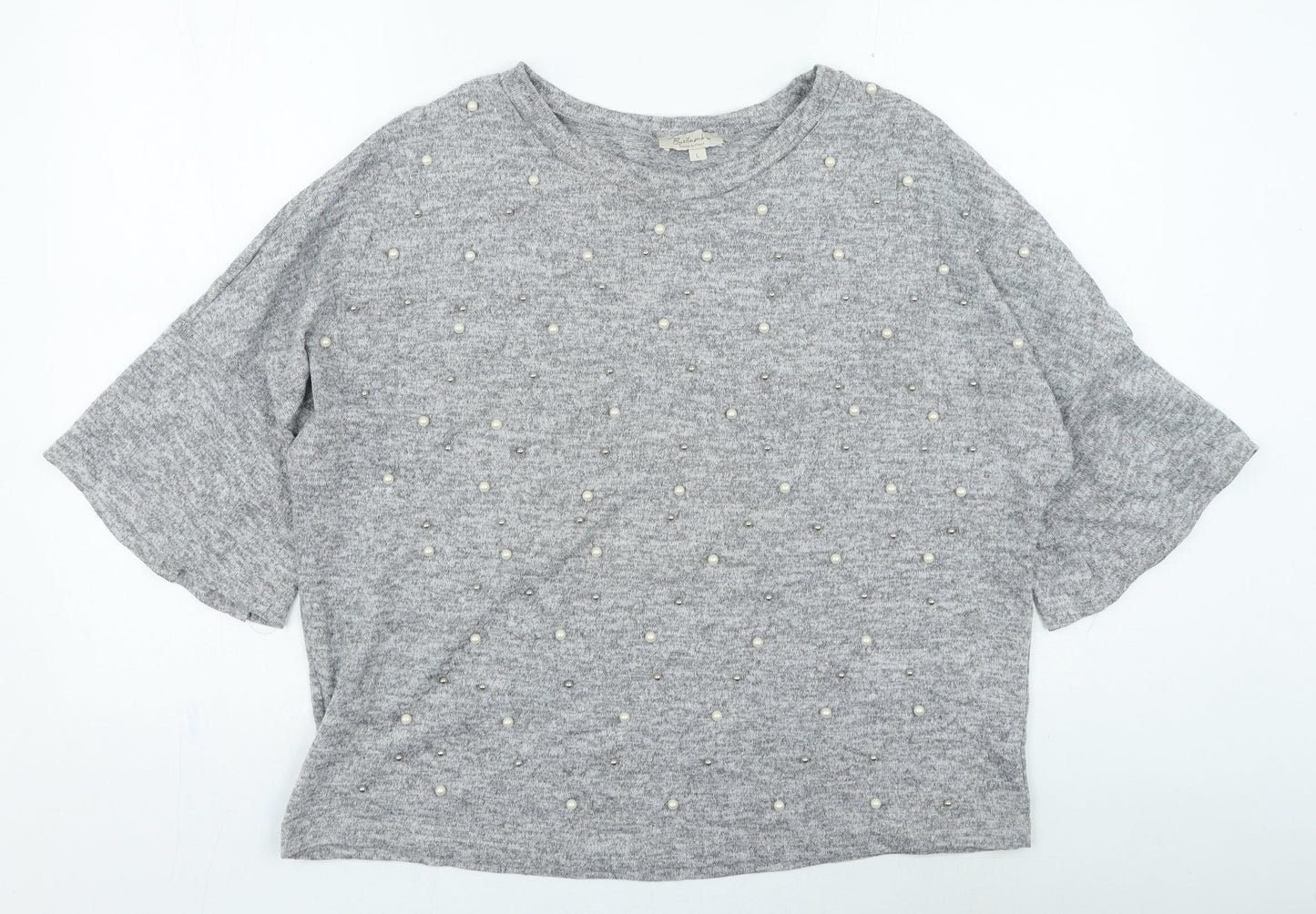 Bella Materna Womens Grey Round Neck Polyester Pullover Jumper Size L