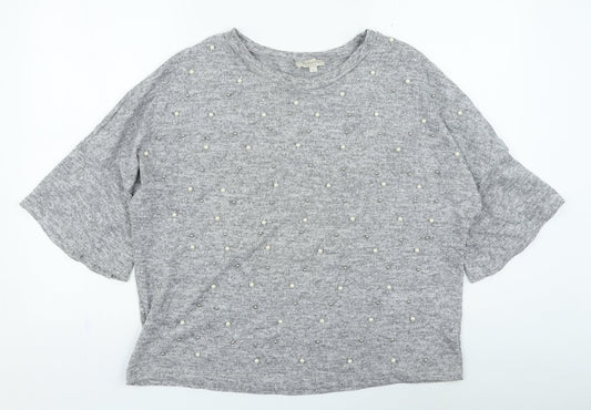 Bella Materna Womens Grey Round Neck Polyester Pullover Jumper Size L