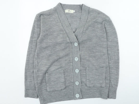 Choice Womens Grey Round Neck Acrylic Cardigan Jumper Size M