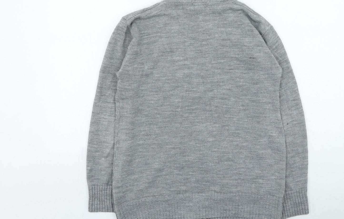 Choice Womens Grey Round Neck Acrylic Cardigan Jumper Size M