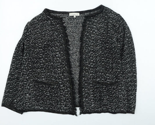 F&F Womens Black V-Neck Acrylic Cardigan Jumper Size 14