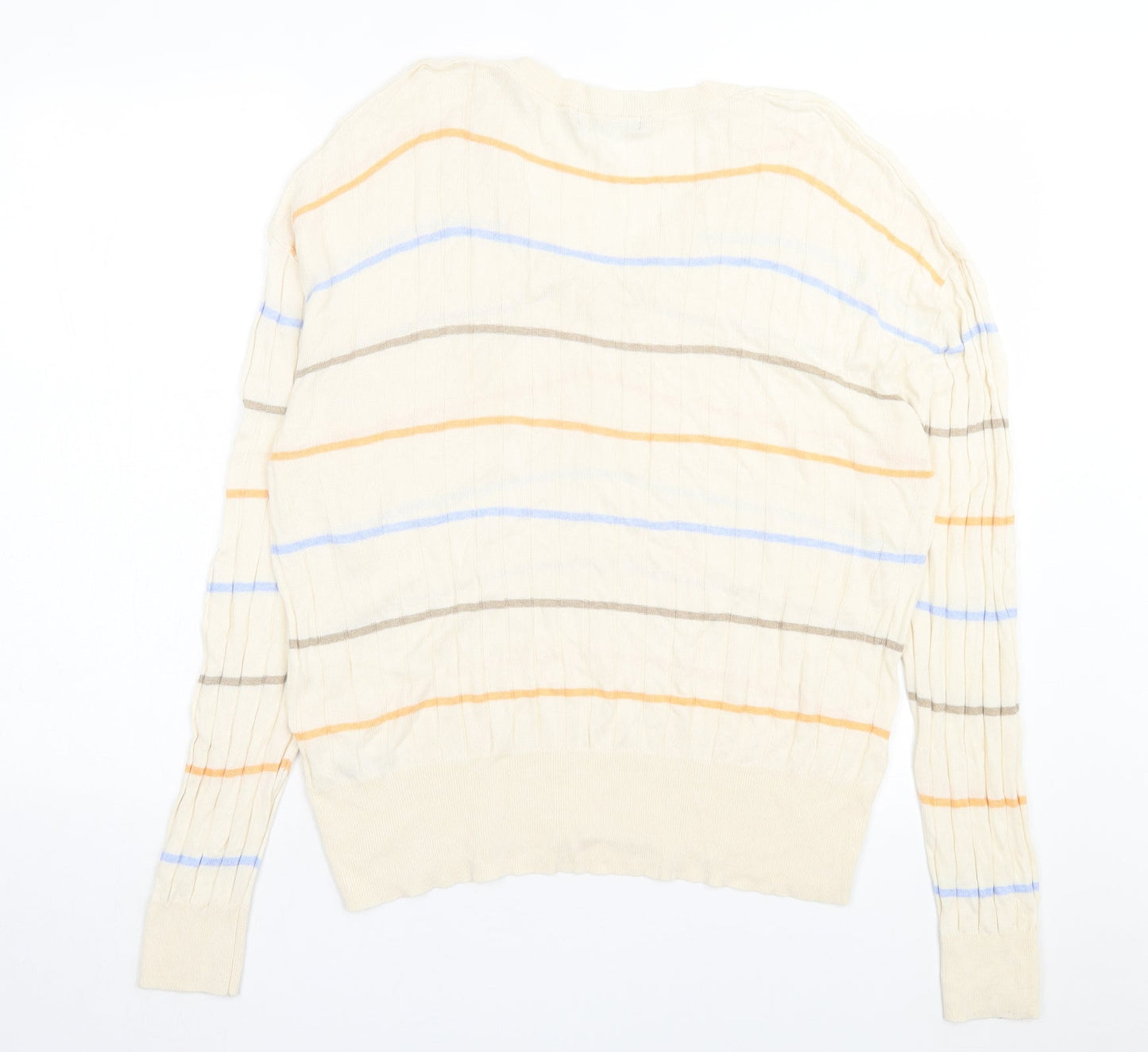 Marks and Spencer Womens Multicoloured V-Neck Striped Viscose Pullover Jumper Size XL