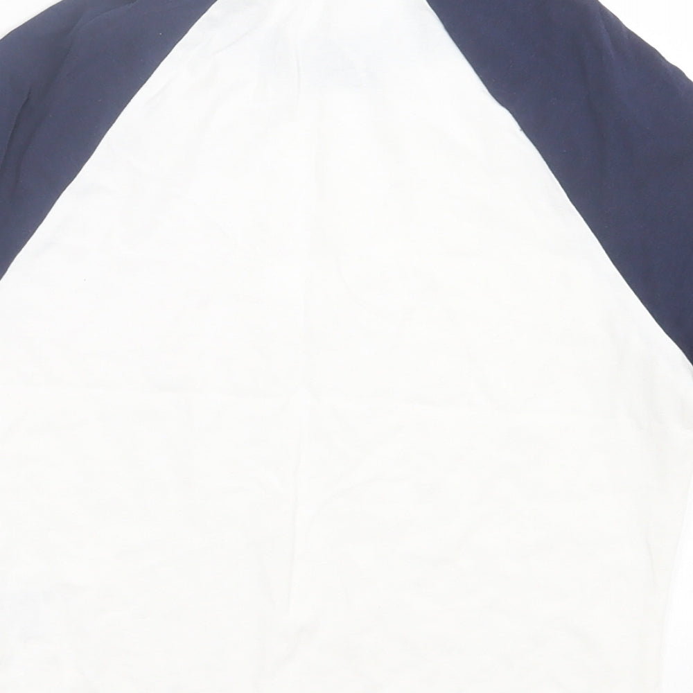 H&M Womens Blue Cotton Cropped T-Shirt Size M Crew Neck