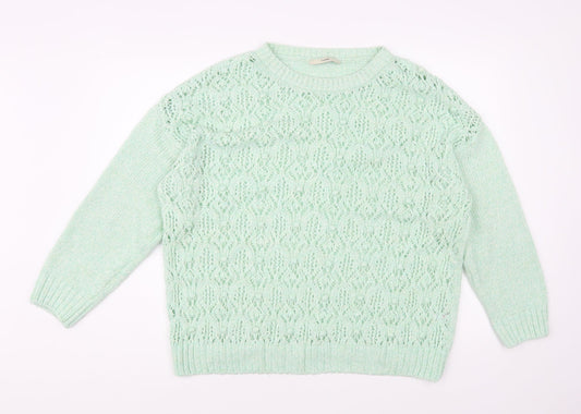 George Womens Green Boat Neck Acrylic Pullover Jumper Size 16