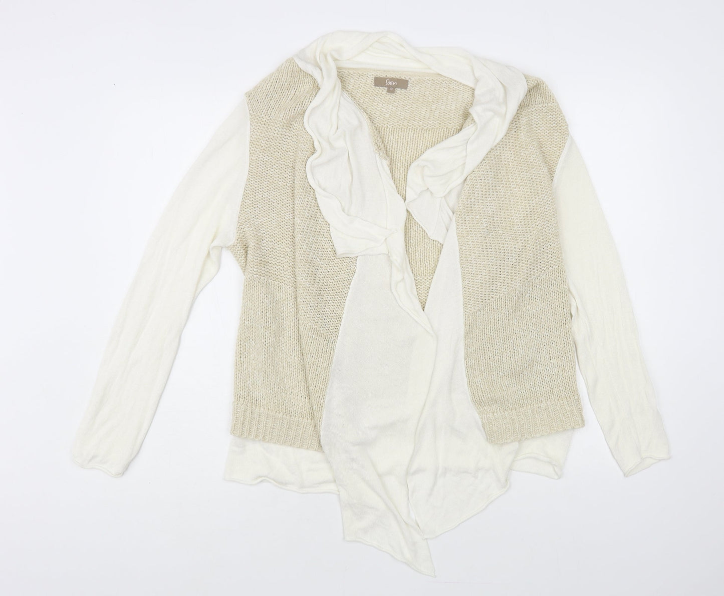 Soon Womens Beige V-Neck Acrylic Cardigan Jumper Size 12