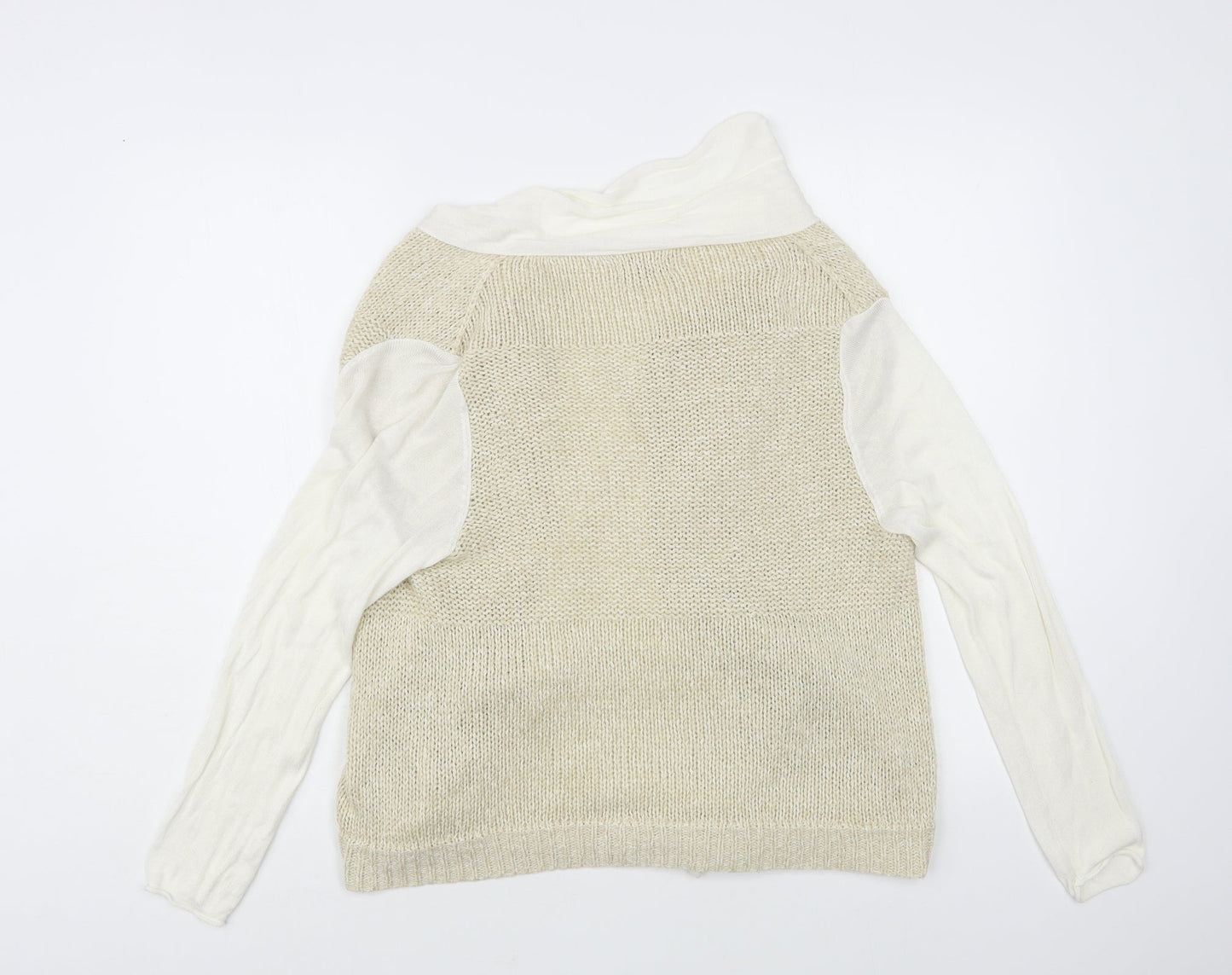 Soon Womens Beige V-Neck Acrylic Cardigan Jumper Size 12