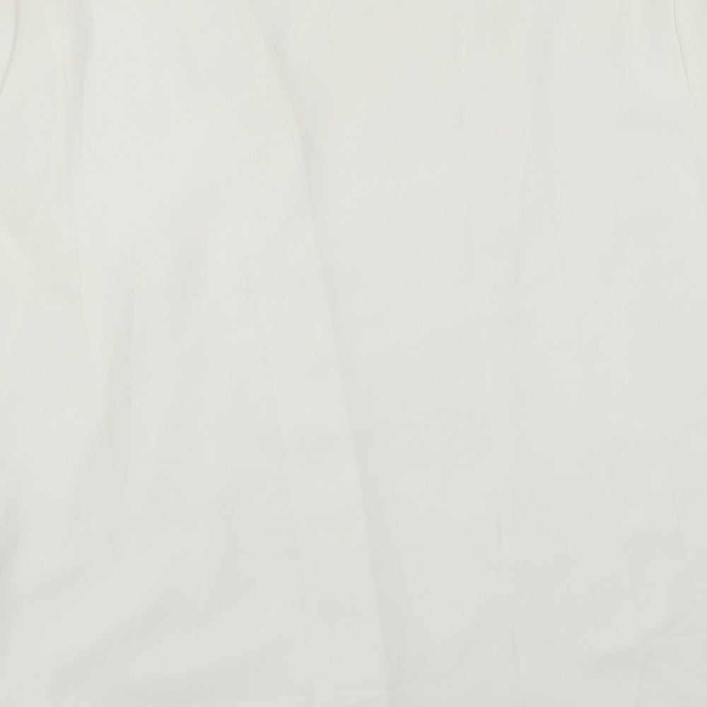 Preworn Womens White Cotton Basic Blouse Size L V-Neck