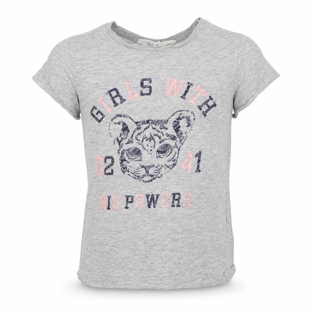 H&M Girls Grey Cotton Pullover T-Shirt Size 6-7 Years Crew Neck Pullover