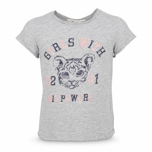 H&M Girls Grey Cotton Pullover T-Shirt Size 6-7 Years Crew Neck Pullover