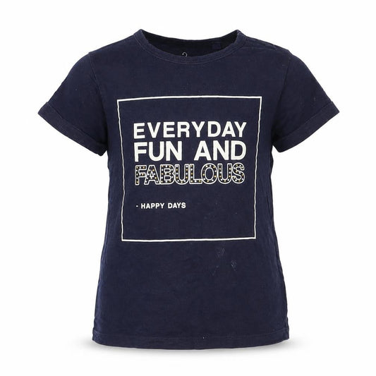 Next Girls Blue Cotton Basic T-Shirt Size 7 Years Crew Neck Pullover - Fun And Fabulous