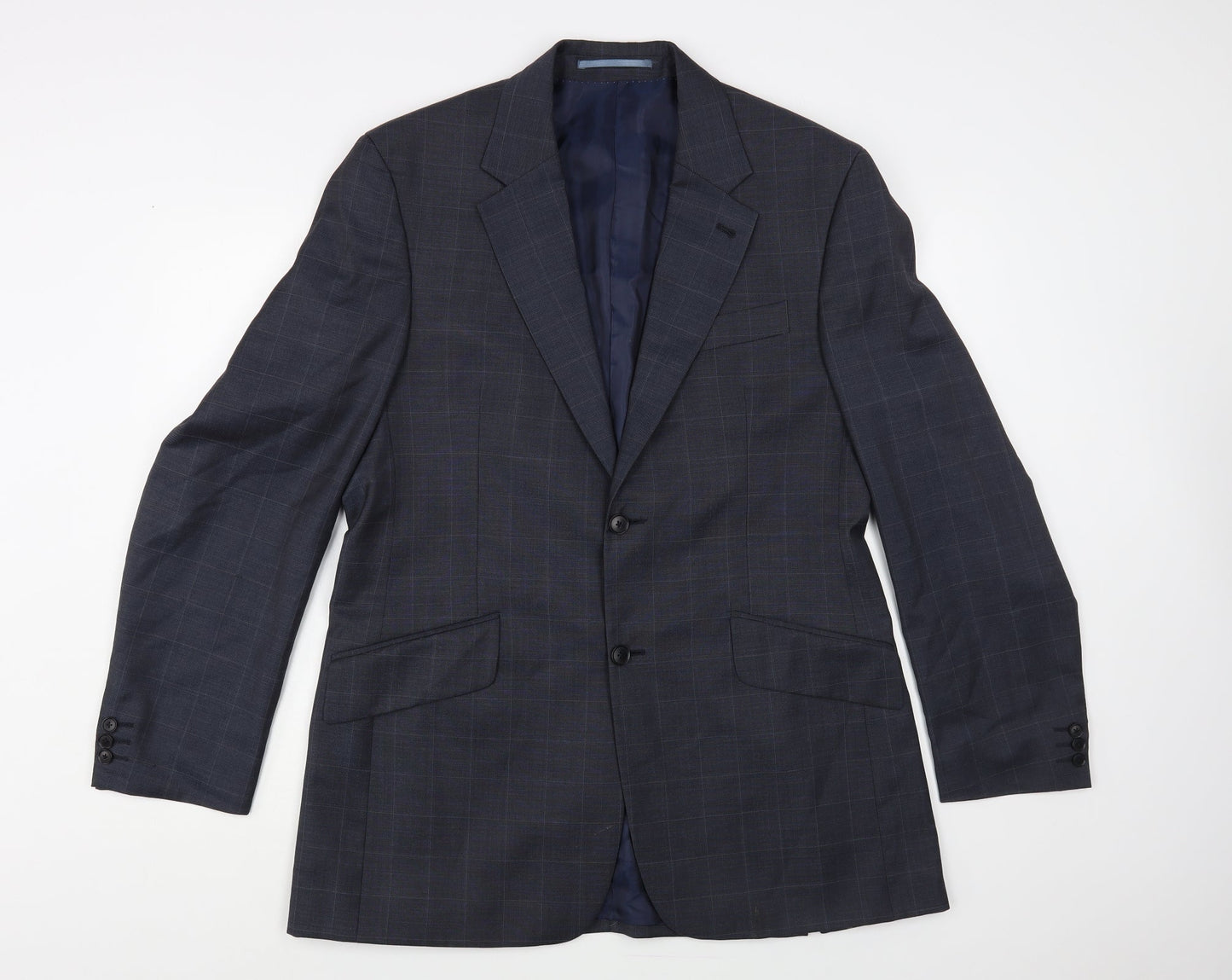 NEXT Mens Grey Check Wool Jacket Blazer Size 42