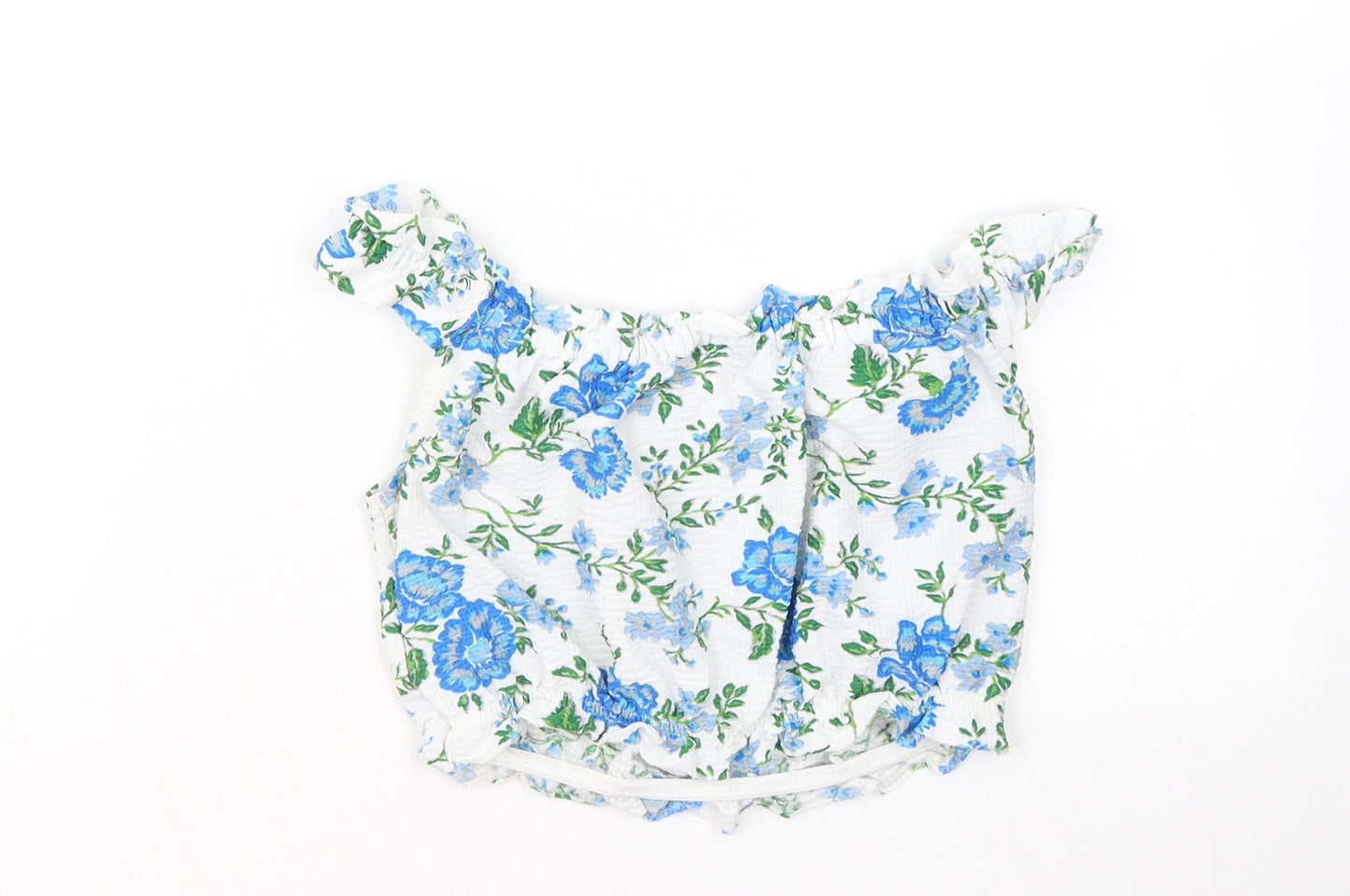 Topshop Womens Multicoloured Floral Polyester Basic Blouse Size 6 Round Neck