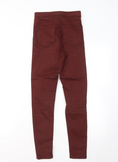 Topshop Womens Red Cotton Jegging Trousers Size 25 in L30 in Regular