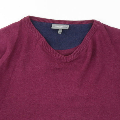 Preloved Peter Gribby Mens Purple V-Neck Cotton Pullover Jumper Size 2XL - Detail