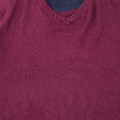 Preloved Peter Gribby Mens Purple V-Neck Cotton Pullover Jumper Size 2XL - Label