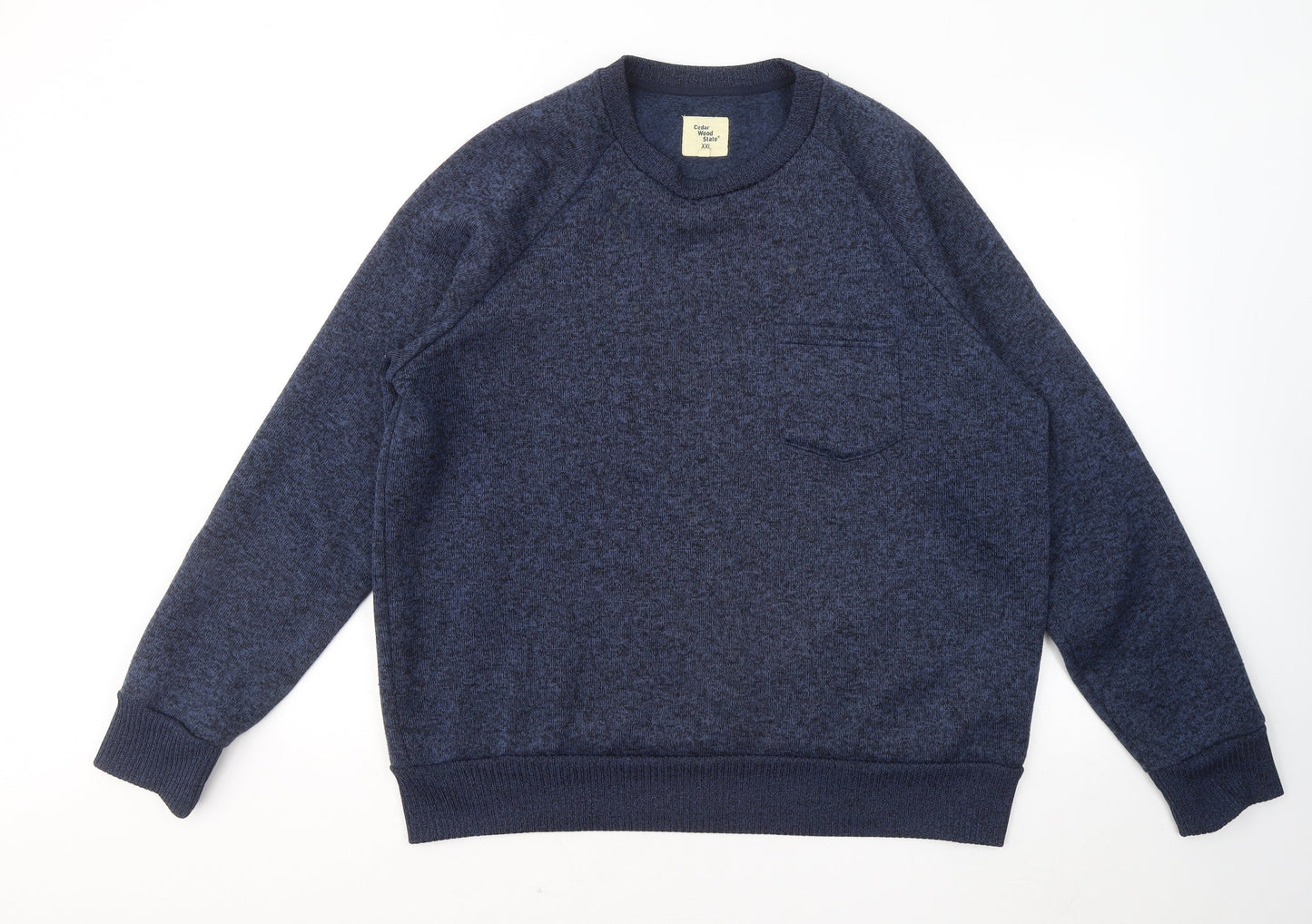 Cedar Wood State Mens Blue Round Neck Polyester Pullover Jumper Size 2XL