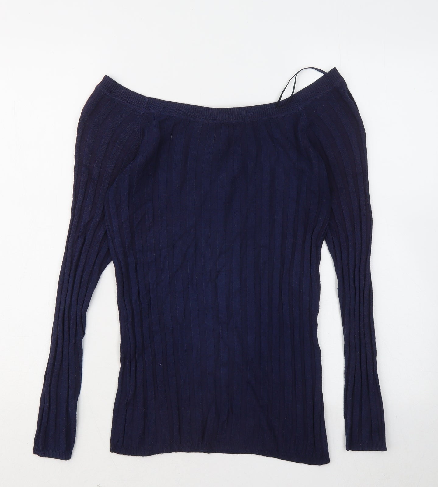 New Look Womens Blue Round Neck Striped Viscose Pullover Jumper Size 8