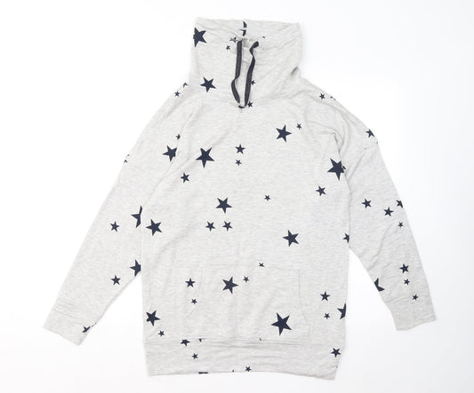 Marks and Spencer Womens Grey Geometric Viscose Pullover Sweatshirt Size 8 - Stars