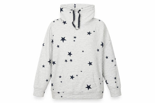 Marks and Spencer Womens Grey Geometric Viscose Pullover Sweatshirt Size 8 - Stars