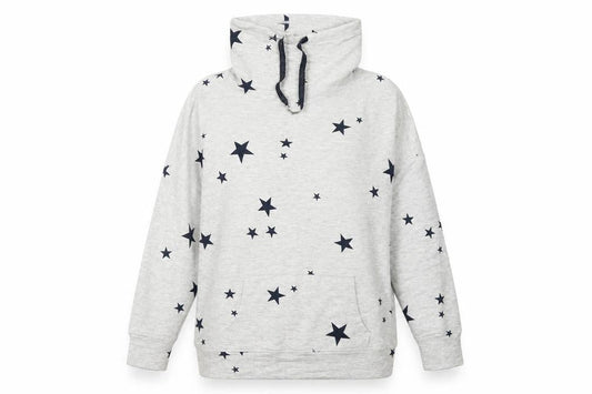 Marks and Spencer Womens Grey Geometric Viscose Pullover Sweatshirt Size 8 - Stars