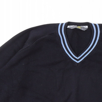 Magicfit Womens Blue V-Neck Cotton Henley Jumper Size 4