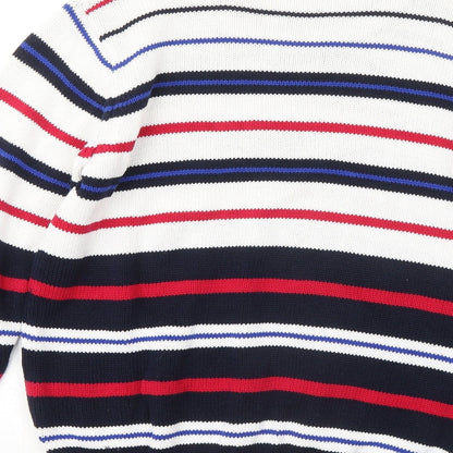 Preloved EWM Womens Multicoloured Round Neck Striped Cotton Pullover Jumper Size 18 - Label