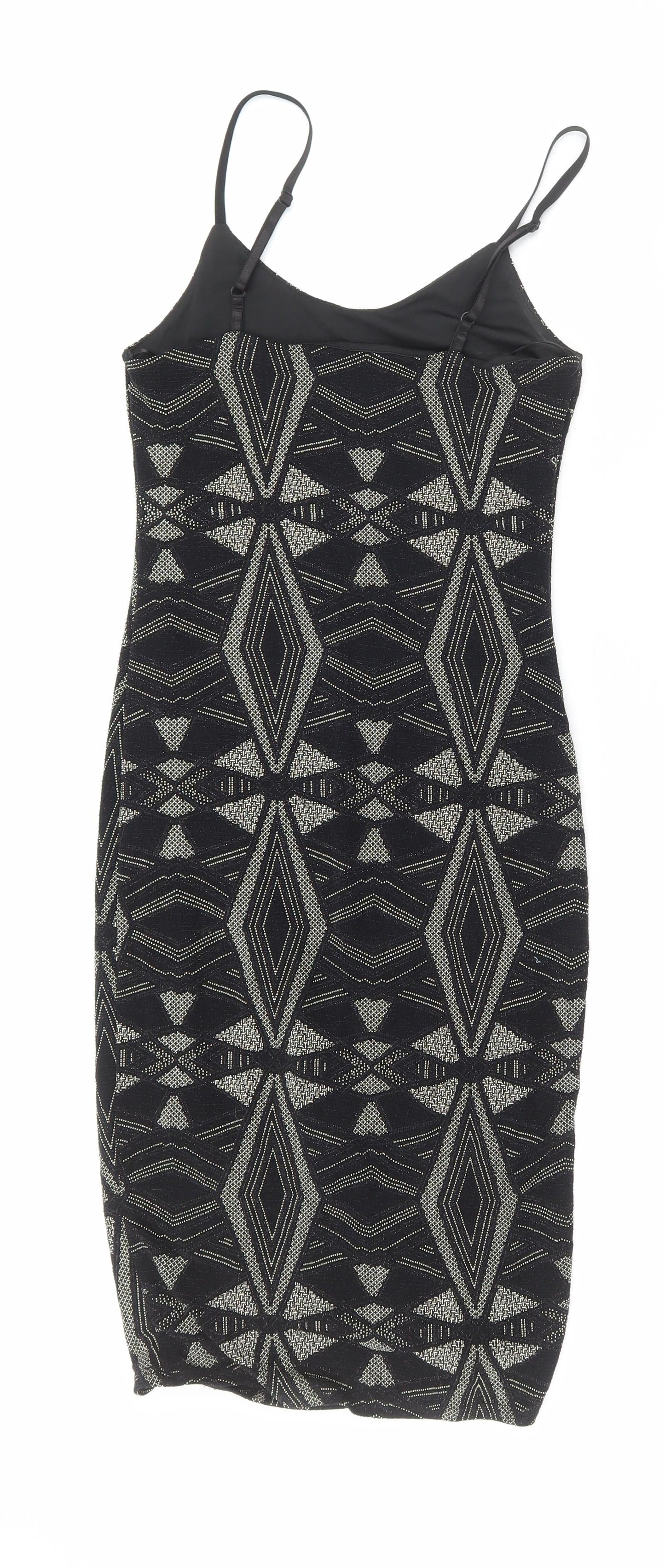 New Look Womens Black Nylon Bodycon Size 6 Scoop Neck